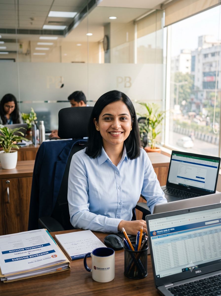 Confident Young Indian Female Banking Professional at Workstation